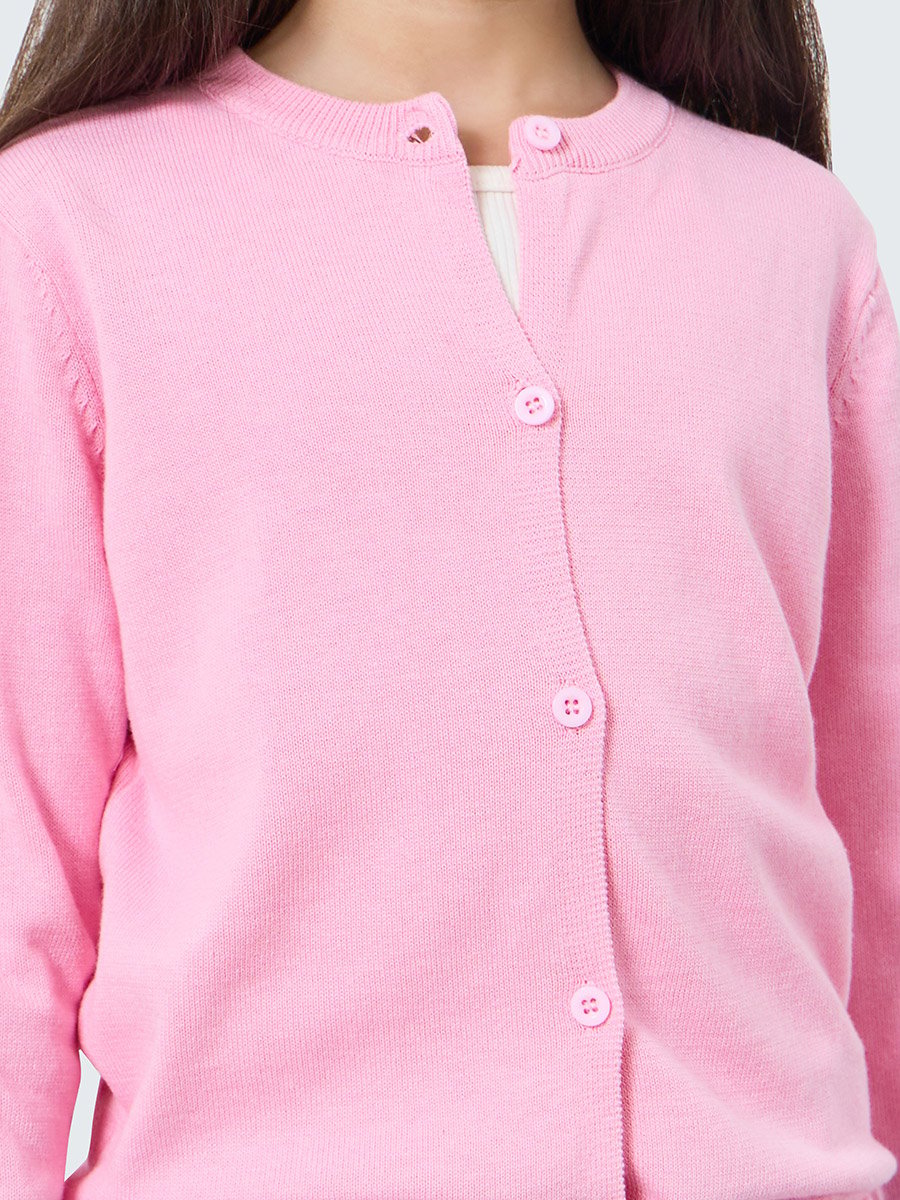 Girls Pink Knit Cardigan