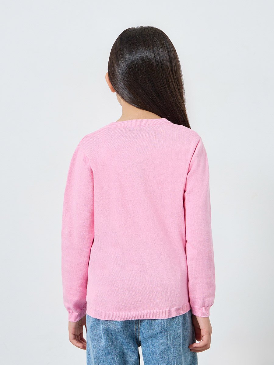 Girls Pink Knit Cardigan