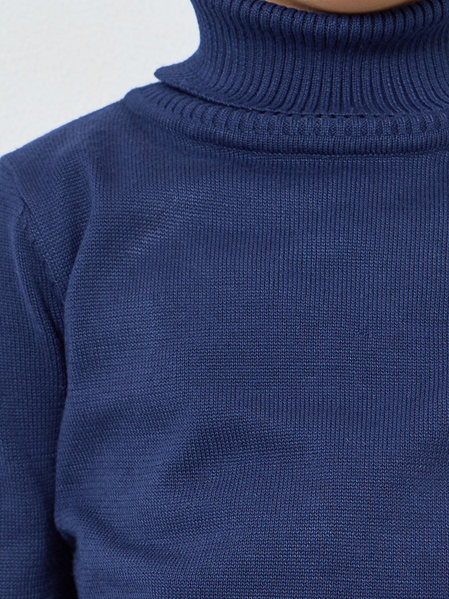 Boys Blue Roll Neck Knit Sweater