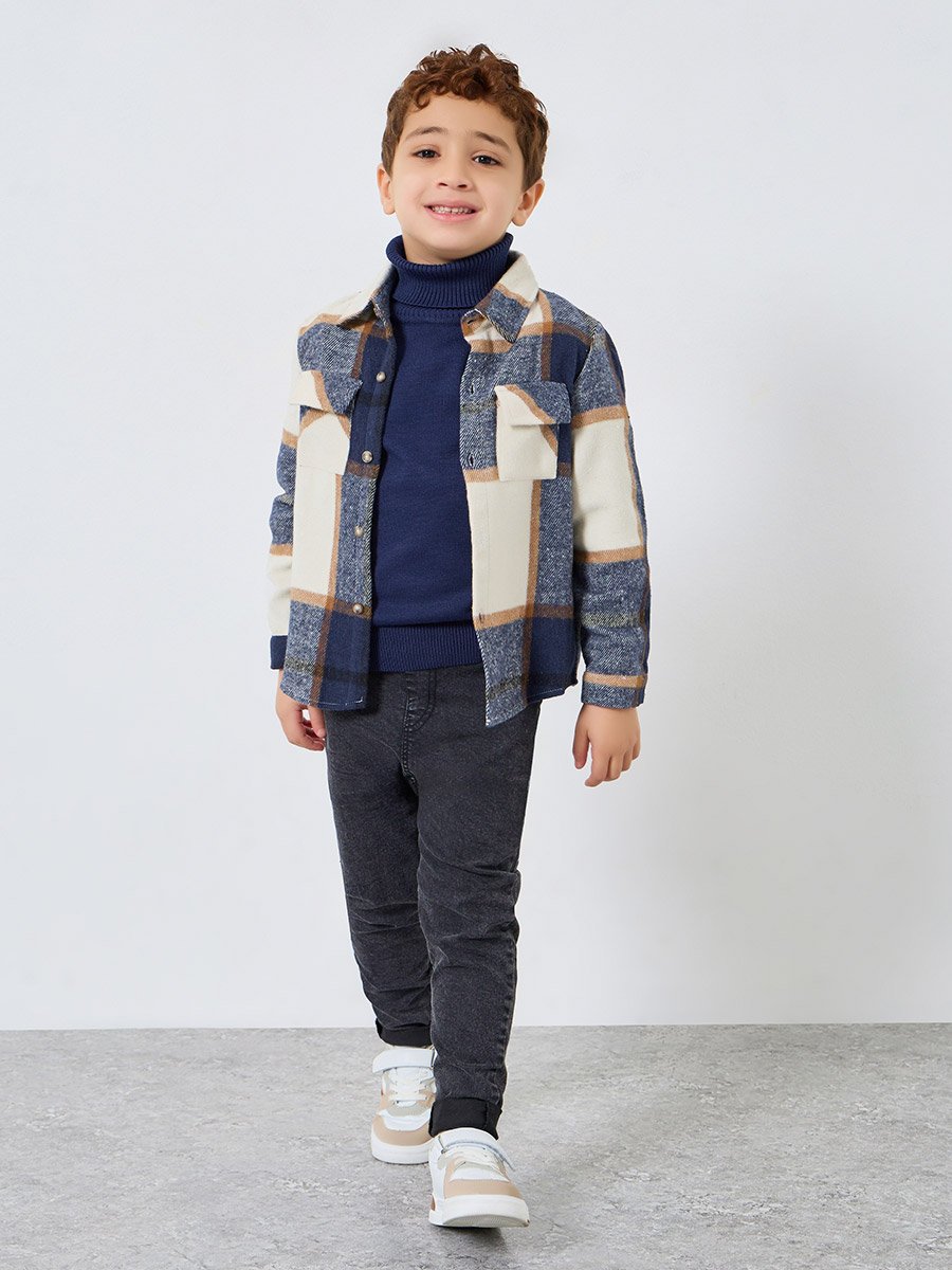 Boys Blue Plaid Jacket