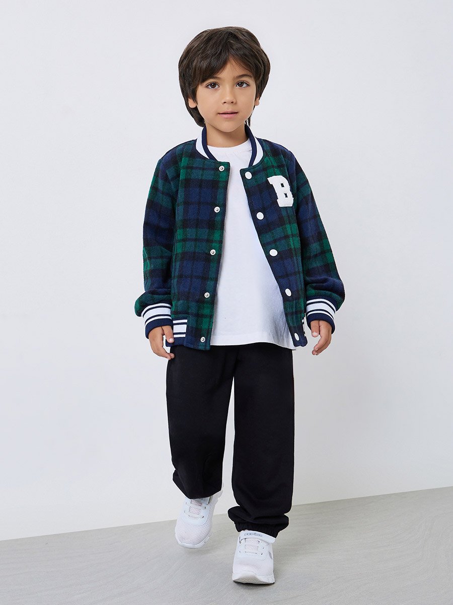 Boys Plaid Varsity Jacket