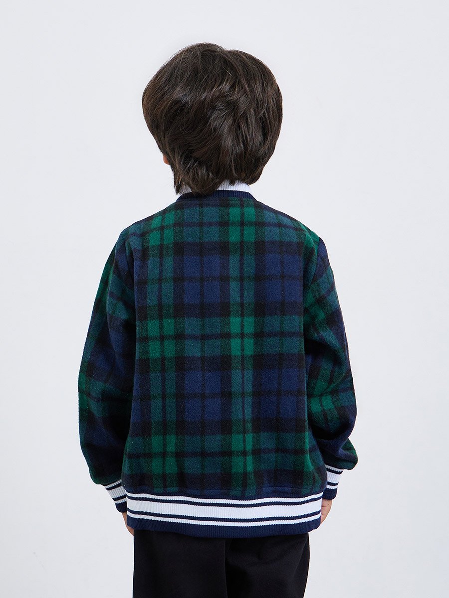 Boys Plaid Varsity Jacket