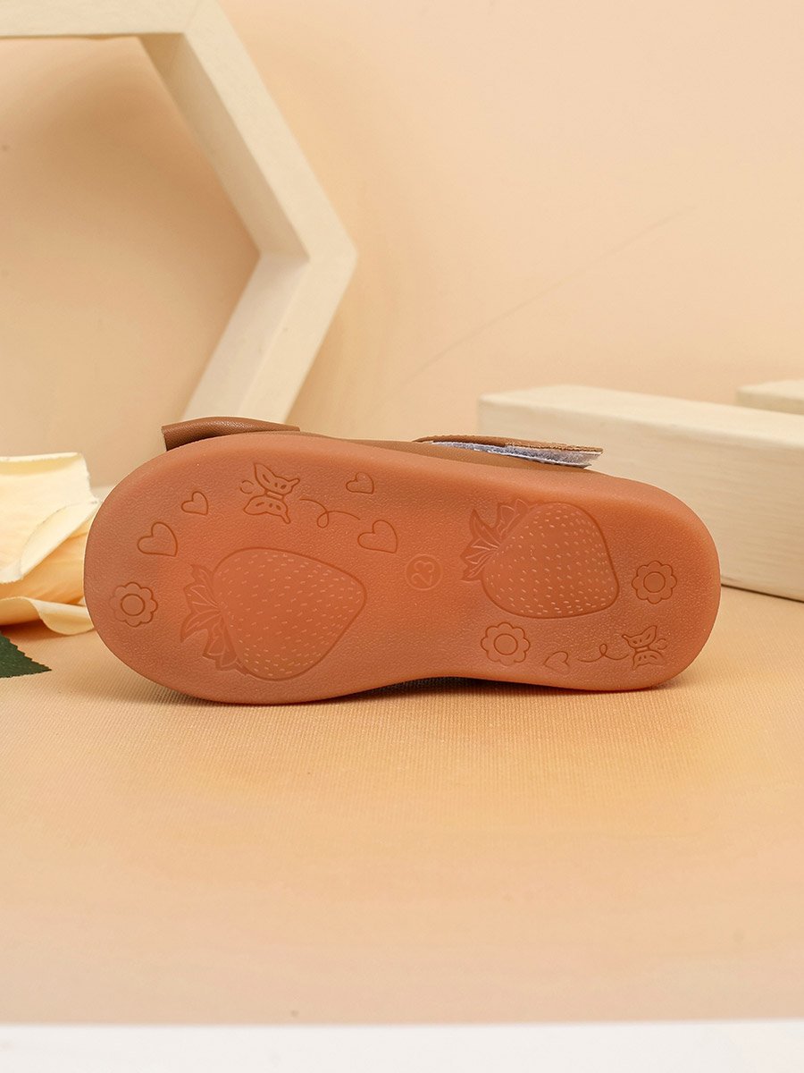 Girls Bronze Bow Decoration Shoes