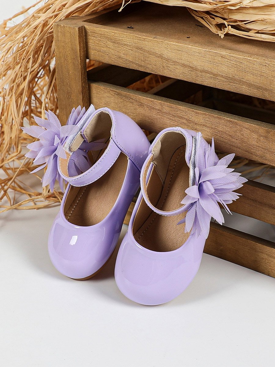 Girls Solid Bow Decoration Ballerina Shoes