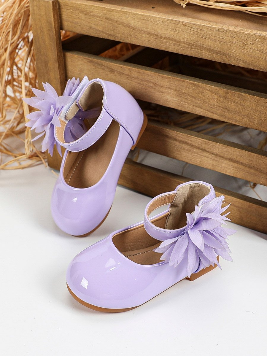 Girls Solid Bow Decoration Ballerina Shoes