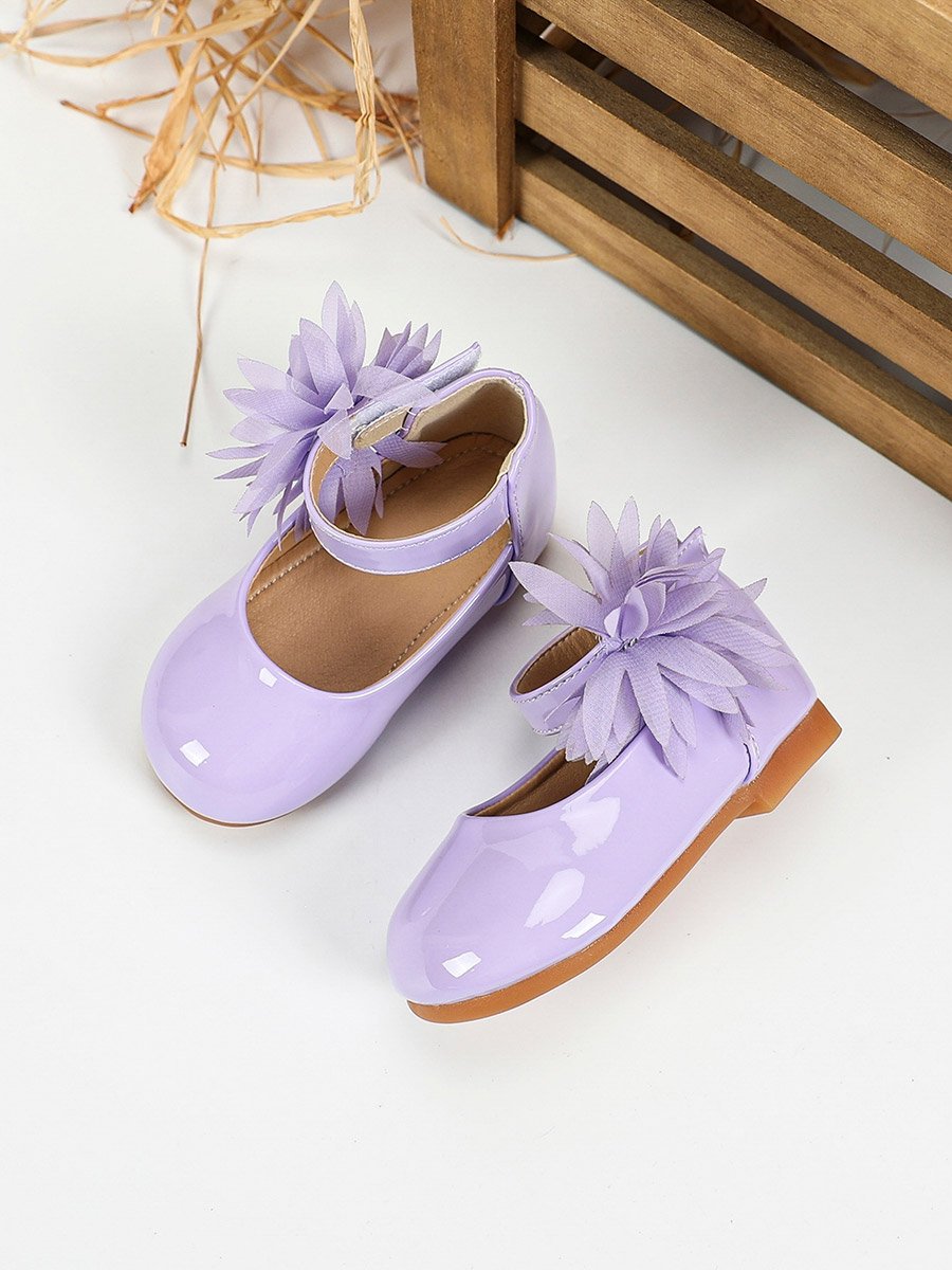 Girls Solid Bow Decoration Ballerina Shoes