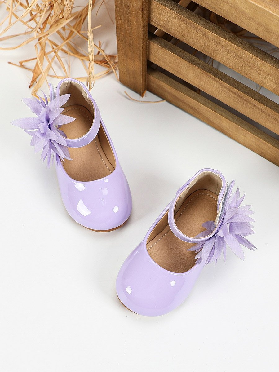Girls Solid Bow Decoration Ballerina Shoes