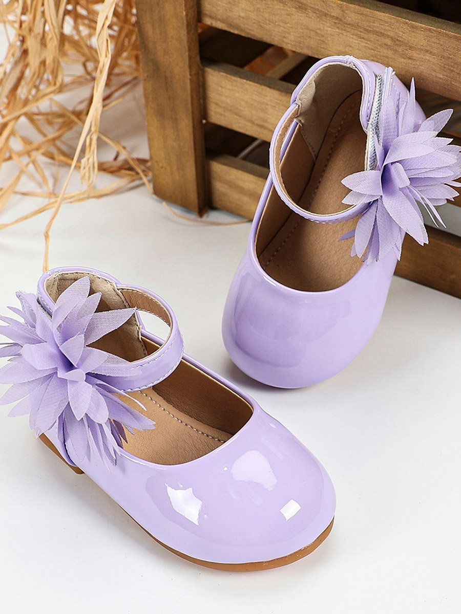 Girls Solid Bow Decoration Ballerina Shoes