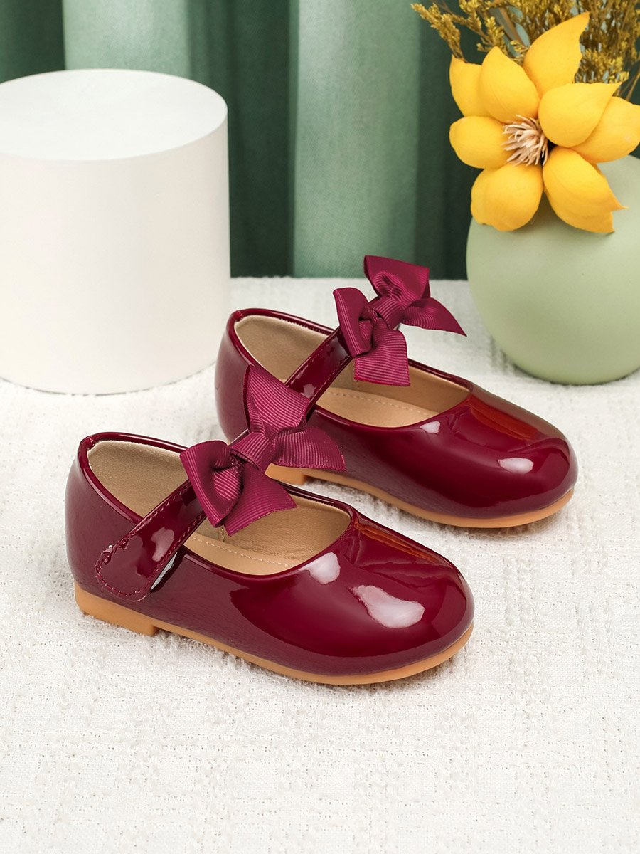 Girls Solid Bow Decoration Ballerina Shoes