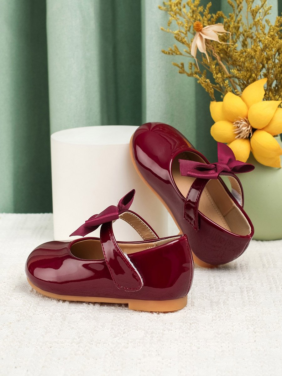 Girls Solid Bow Decoration Ballerina Shoes
