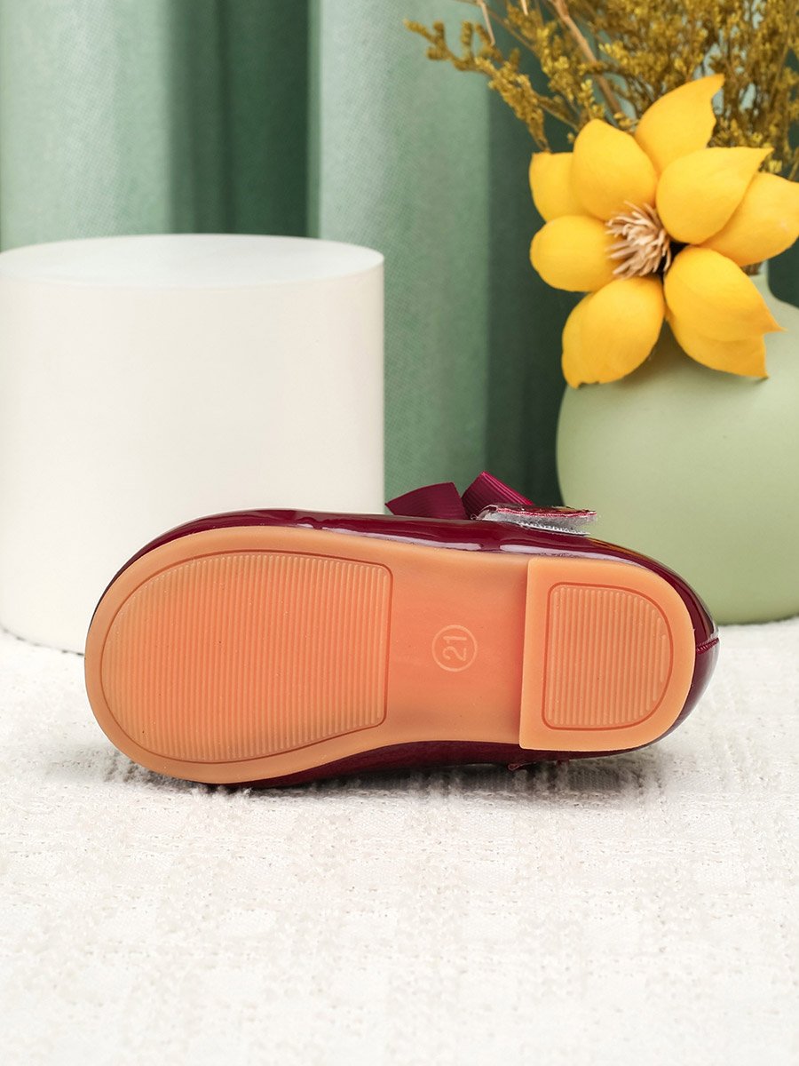 Girls Solid Bow Decoration Ballerina Shoes
