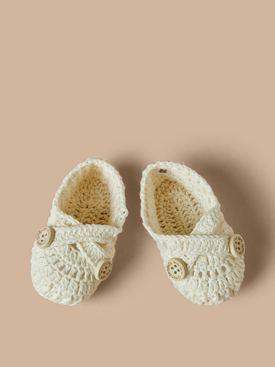 Textured Booties with Button Closure