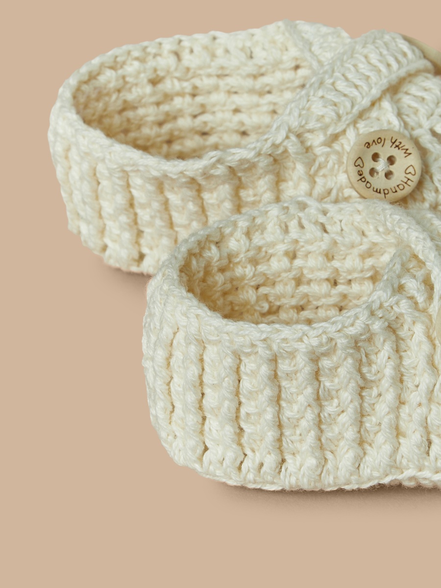 Textured Booties with Button Closure