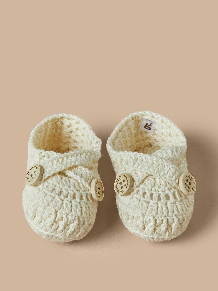 Textured Booties with Button Closure