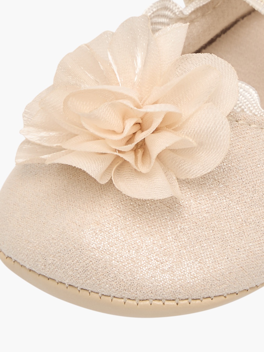 Floral Applique Booties with Elasticated Strap