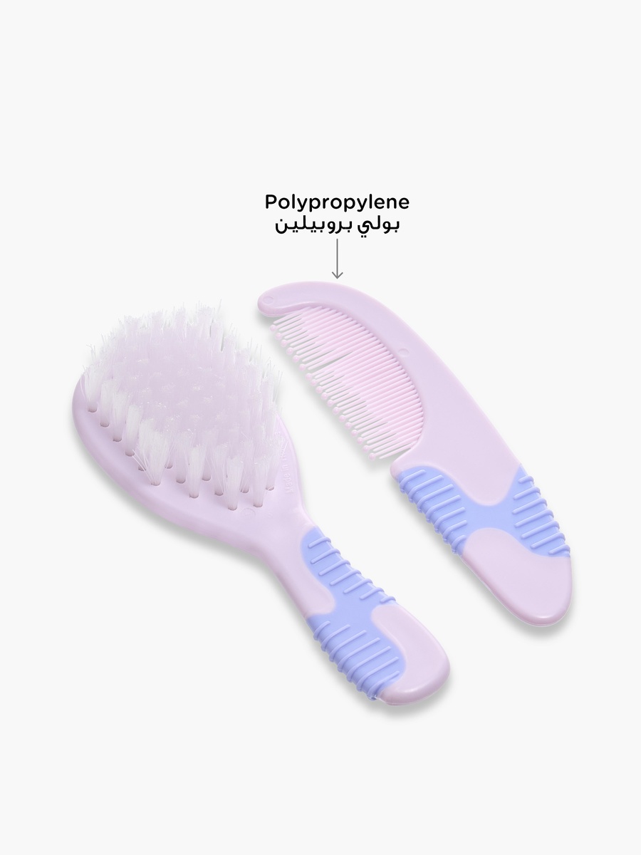 طقم فرشاة ومشط بمقبض ناعم