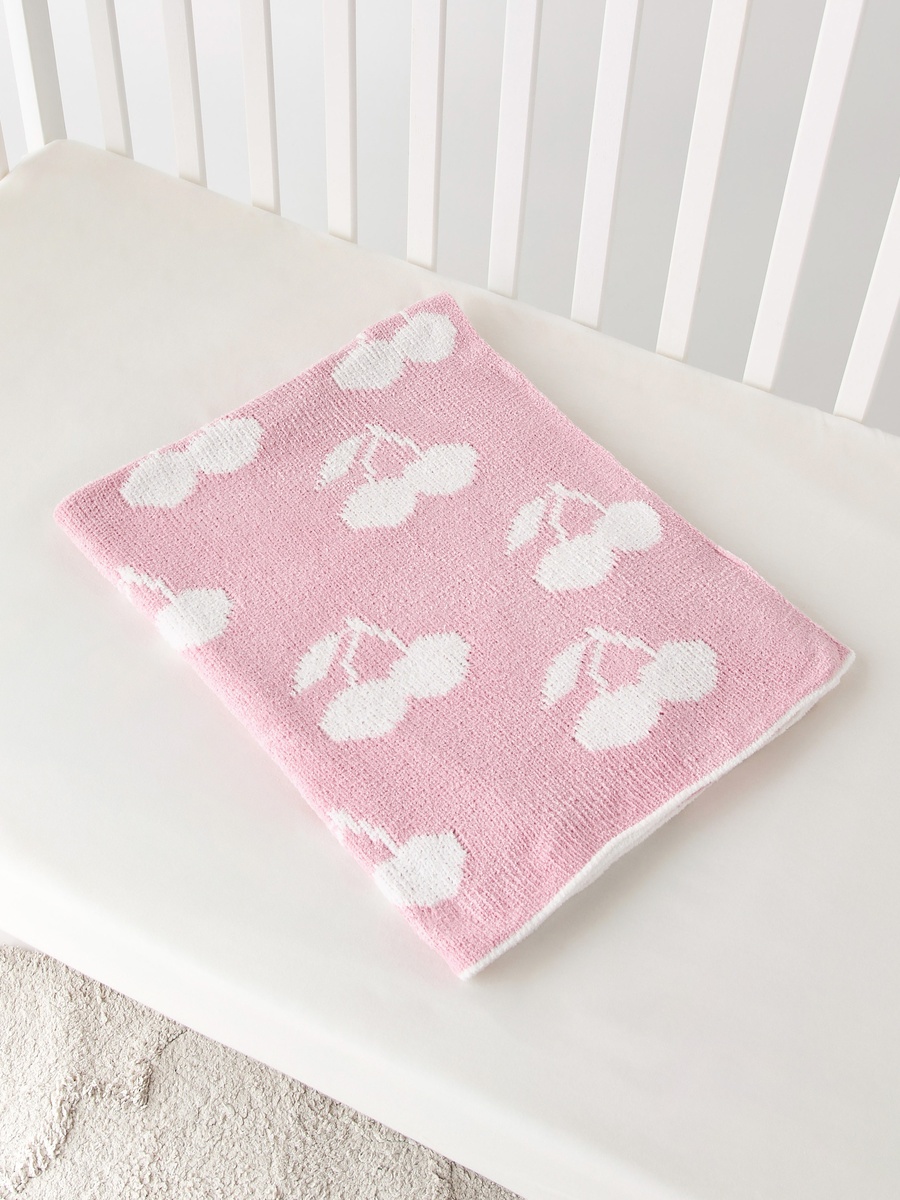 All-Over Cherry Print Raschel Blanket - 75x100 cm