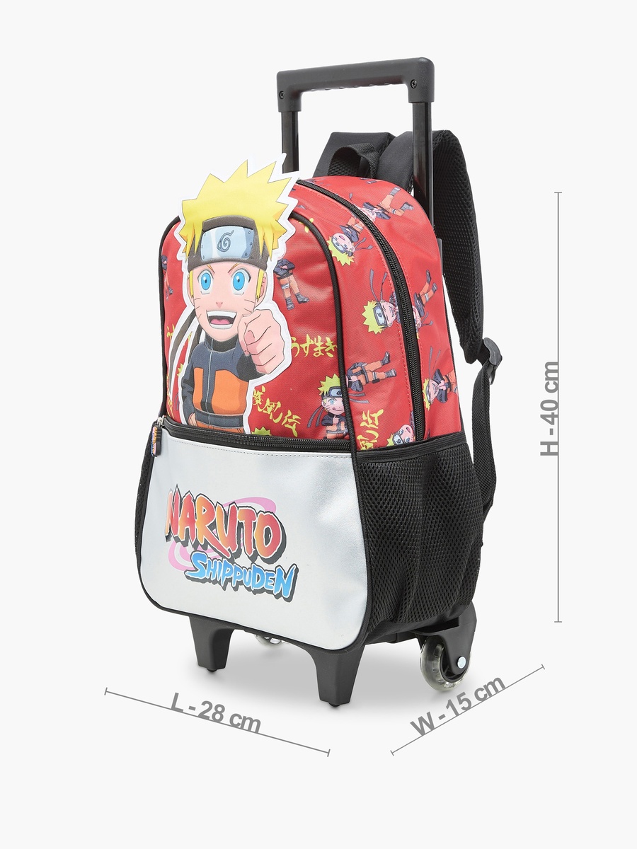 Naruto Print Trolley Backpack with Retractable Handle - 14 inches