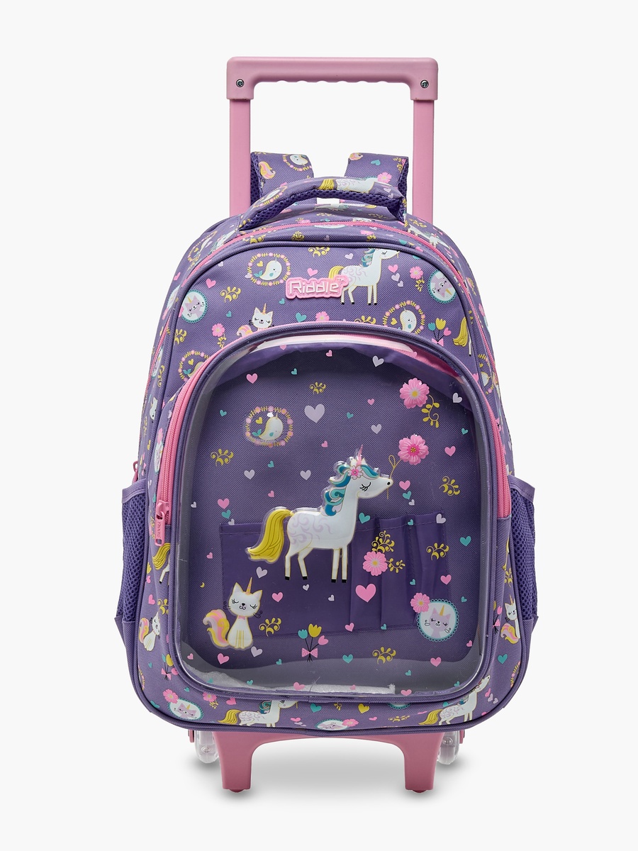 Unicorn Print Trolley Backpack with Adjustable Straps -16 inches