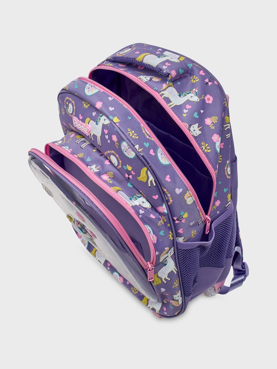 Unicorn Print Trolley Backpack with Adjustable Straps -16 inches
