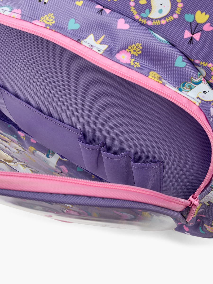 Unicorn Print Trolley Backpack with Adjustable Straps -16 inches