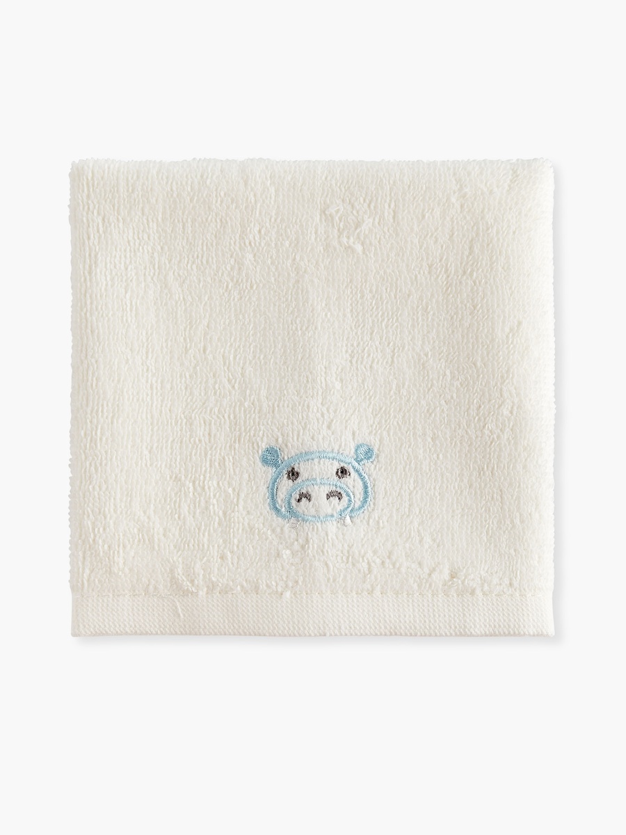 4-Piece Hippo Embroidered Wash Cloth Set - 26x26 cm