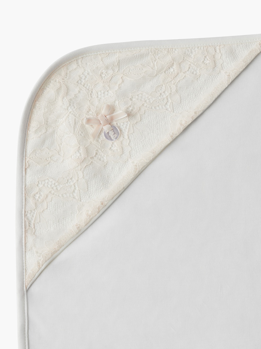 Lace Detail Receiving Blanket with Bow Applique - 70x70 cm