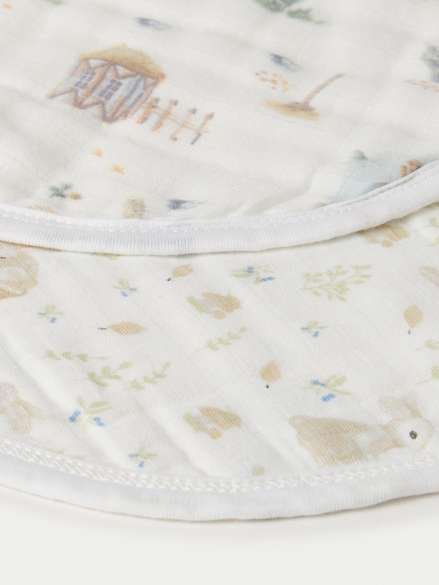 All-Over Printed Bamboo Muslin Bib with Snap Button Closure