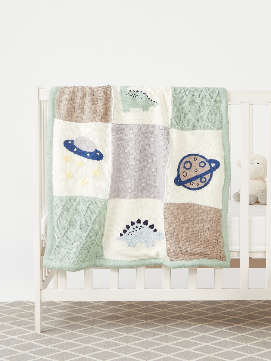 Patchwork Knit Raschel Blanket - 80x100 cm