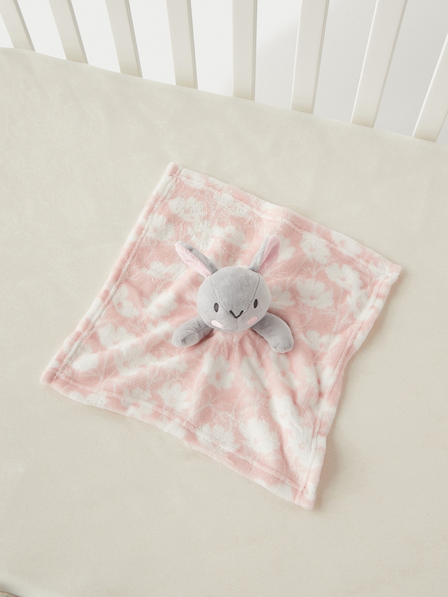 Floral Print Blanket with Soft Toy - 75x90 cm