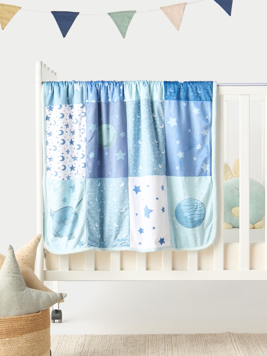 Space Print Sherpa Raschel Blanket - 76x102 cm