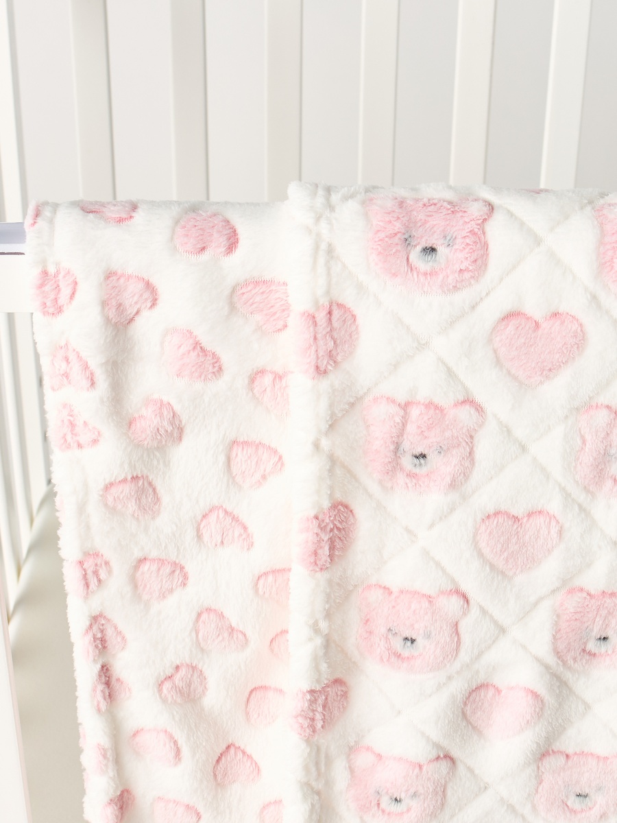 2-Piece All-Over Bear Detail Fleece Blanket Set - 76x102 cm