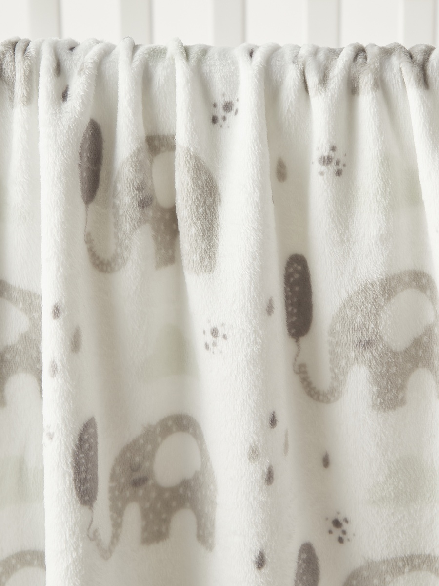 Elephant Print Coral Fleece Raschel Blanket -  76x102 cm