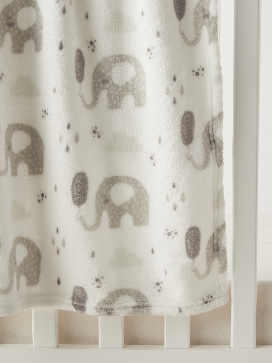 Elephant Print Coral Fleece Raschel Blanket -  76x102 cm