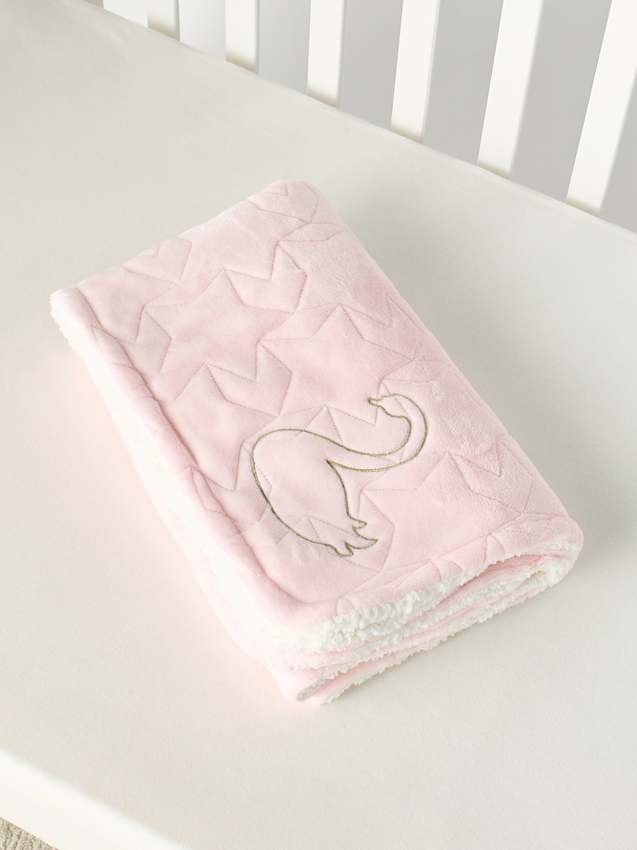 Swan Embroidered Raschel Blanket - 76x102 cm