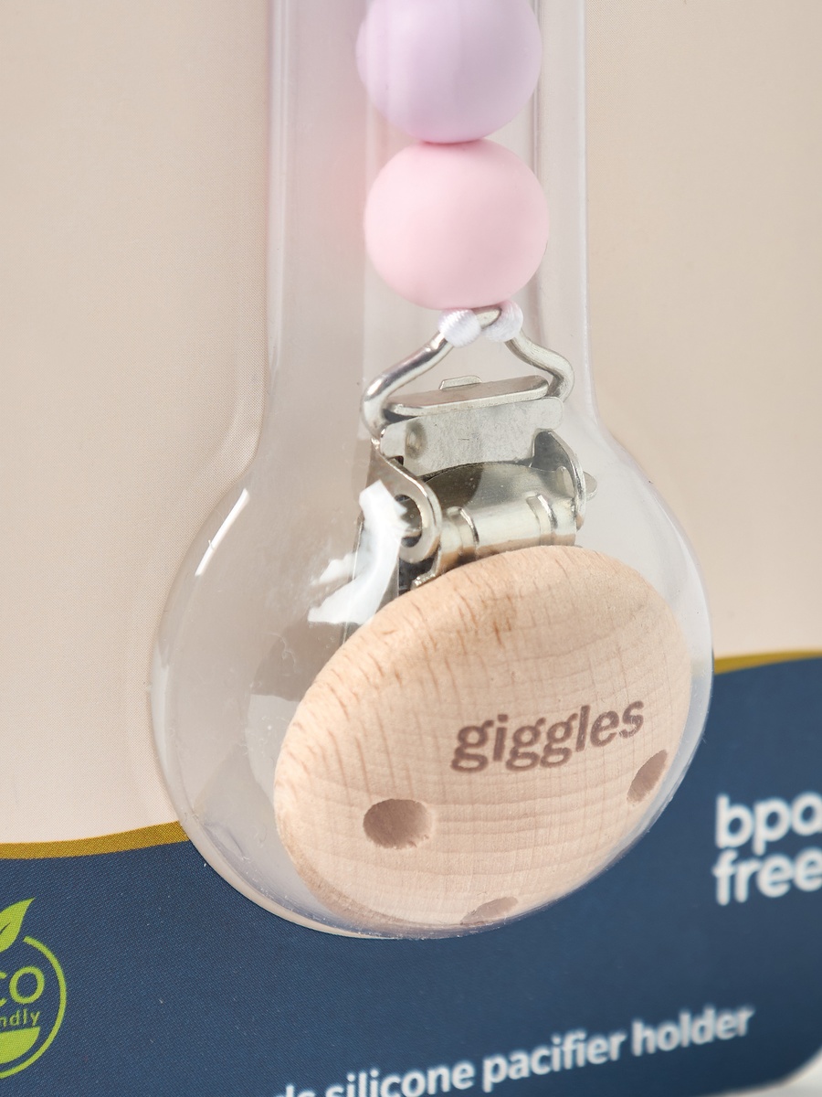 Wooden Beads Silicone Pacifier Holder Clip