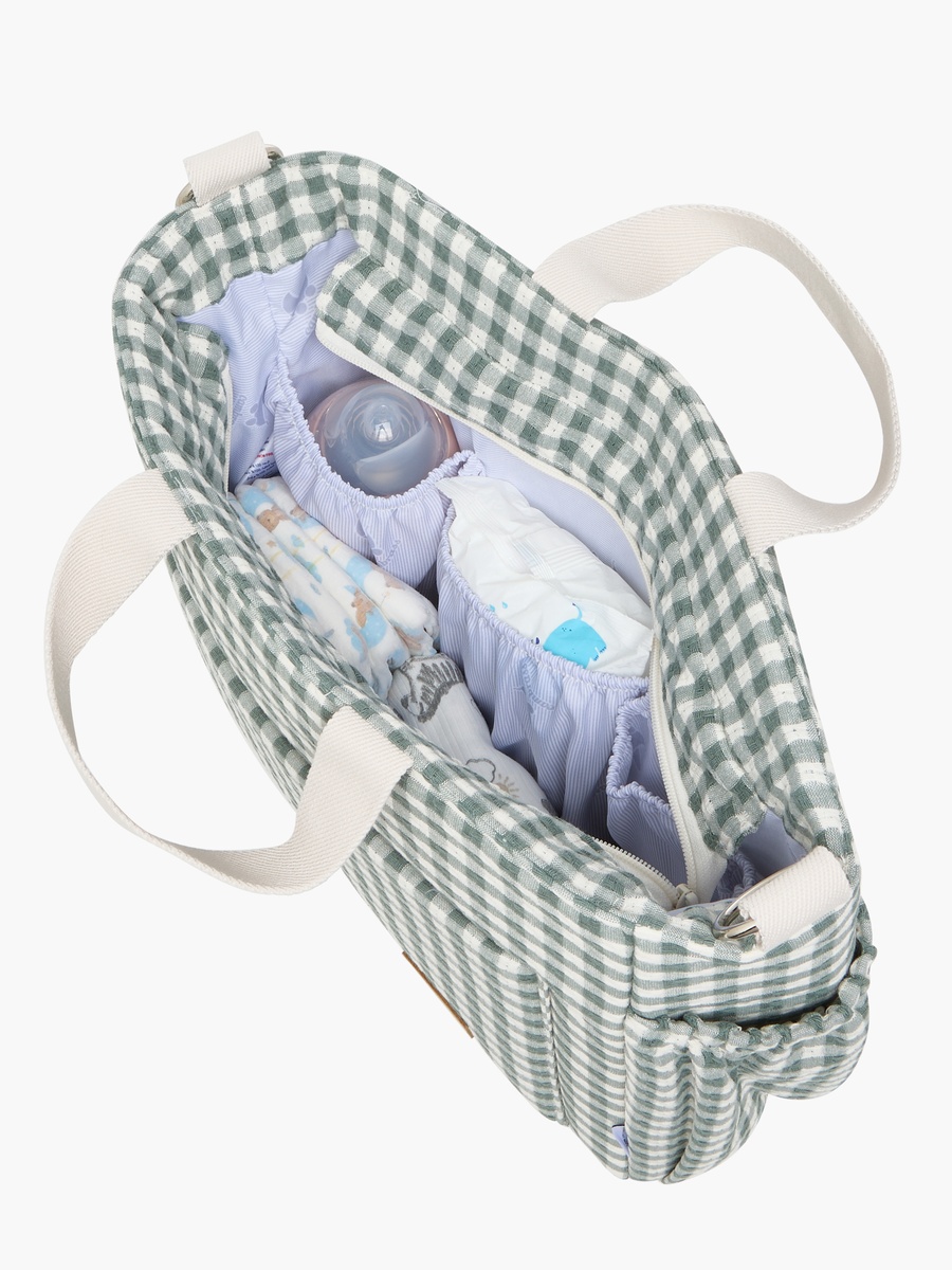 Cambrass Checked Diaper Bag with Zip Closure
