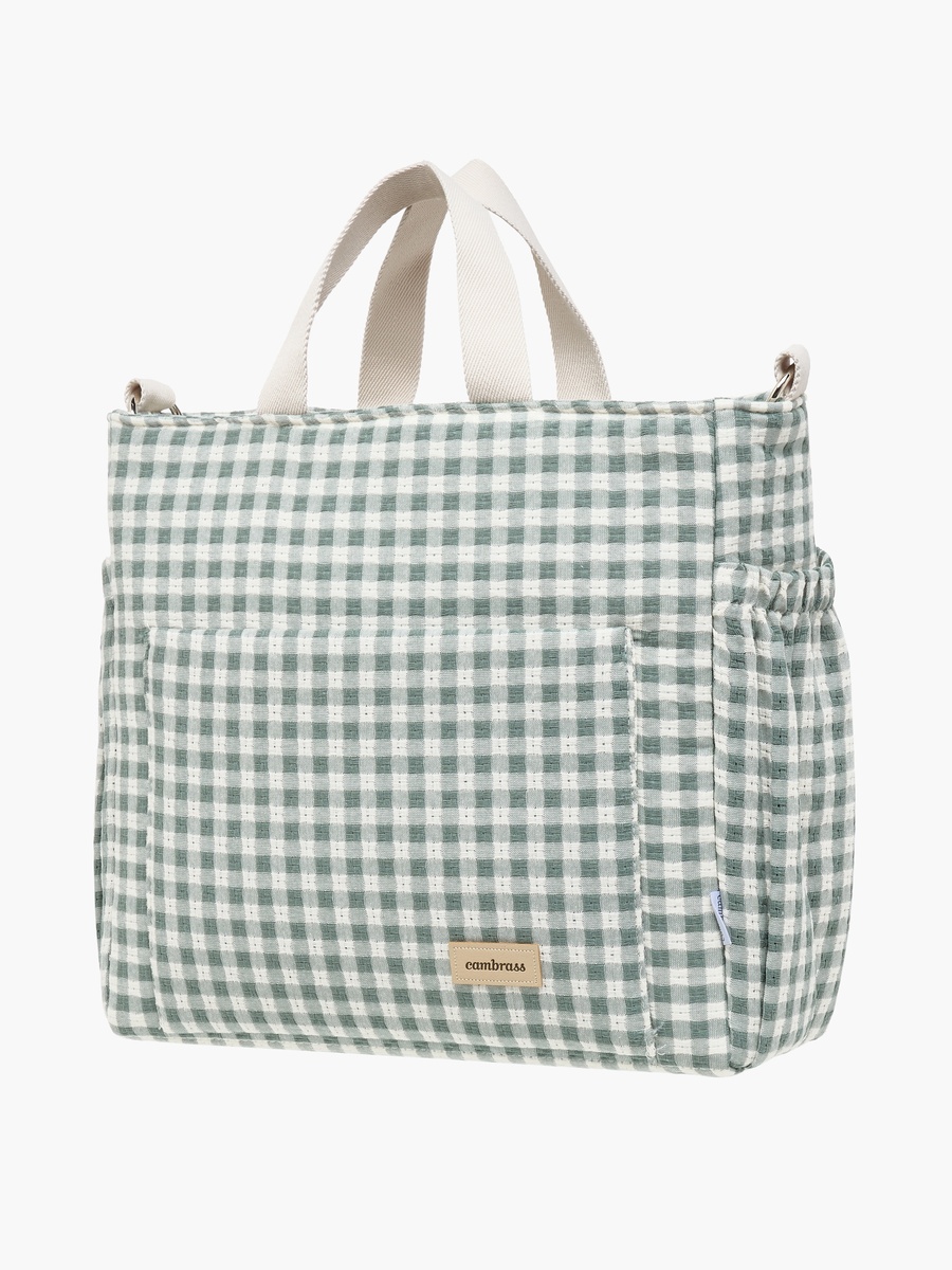 Cambrass Checked Diaper Bag with Zip Closure