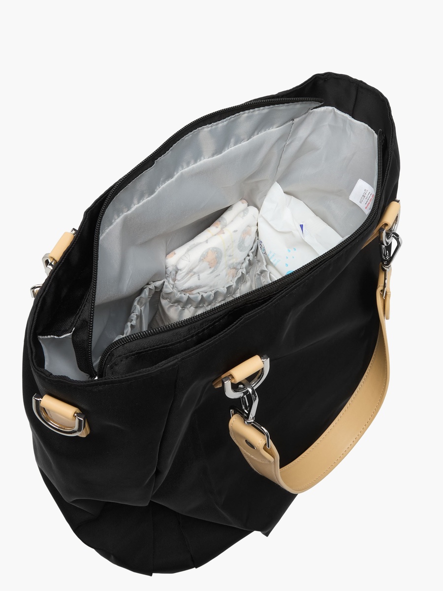 Solid Diaper Bag with Double Handle and Zip Closure