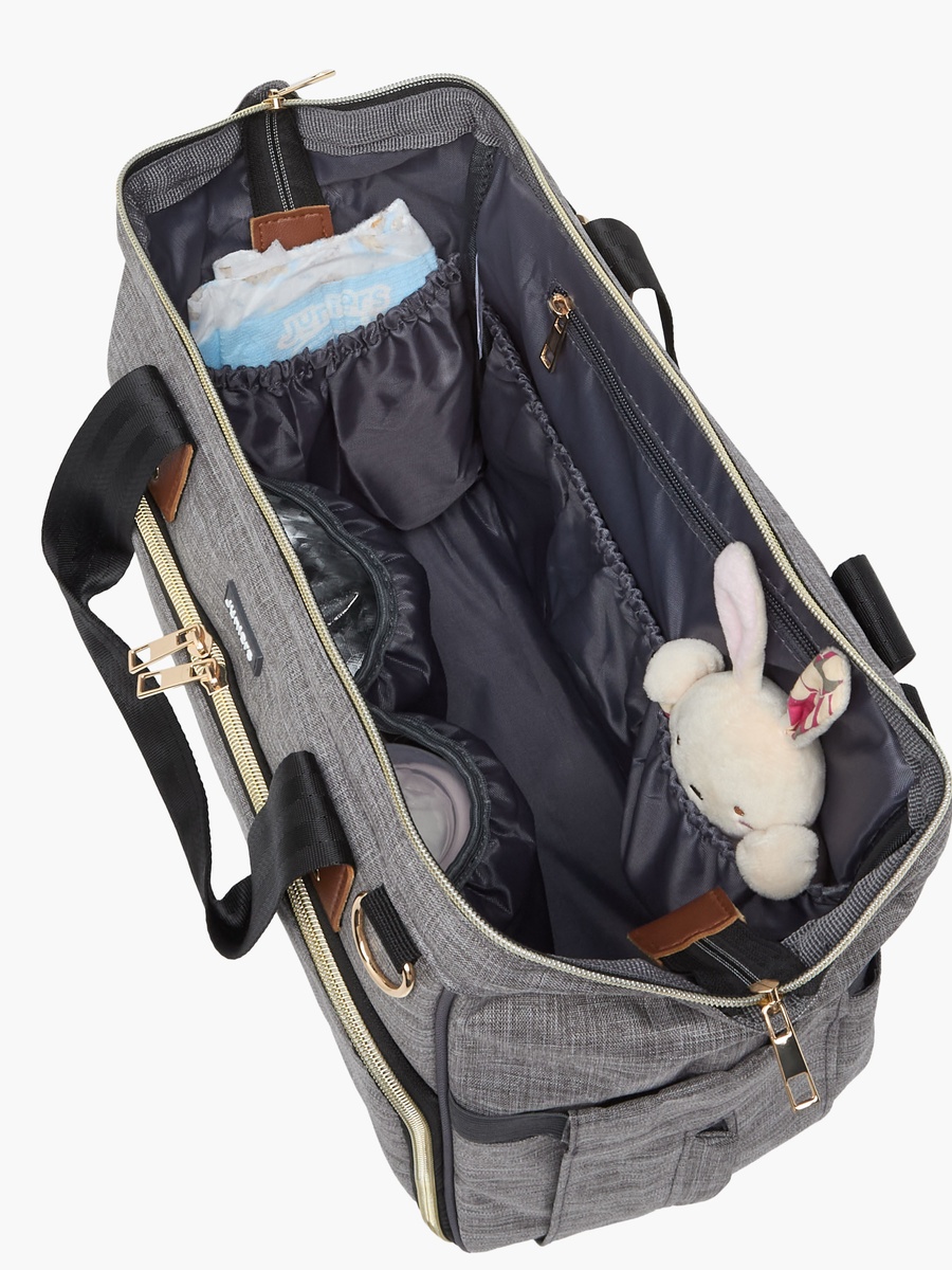 Solid Diaper Bag with Double Handle and Zip Closure