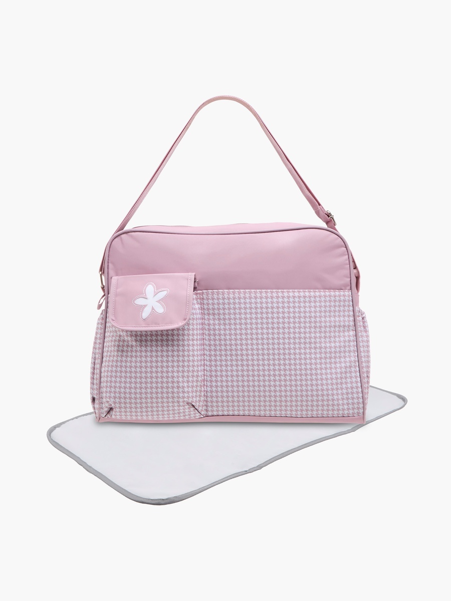 Juniors Checked Diaper Bag with Double Handle and Zip Closure
