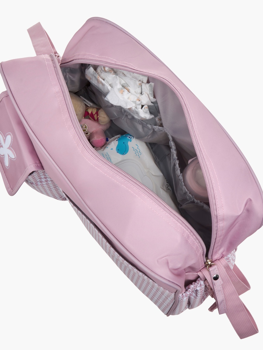 Juniors Checked Diaper Bag with Double Handle and Zip Closure