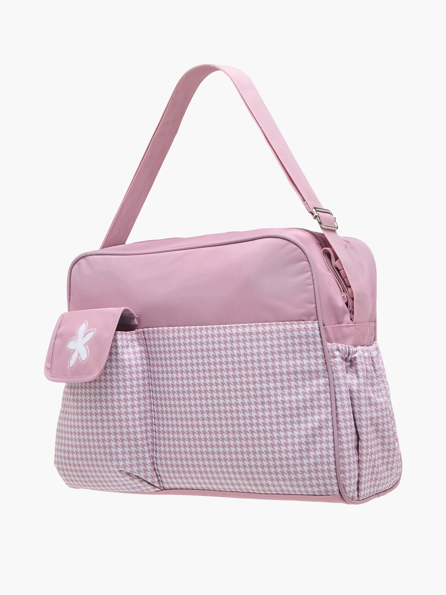 Juniors Checked Diaper Bag with Double Handle and Zip Closure