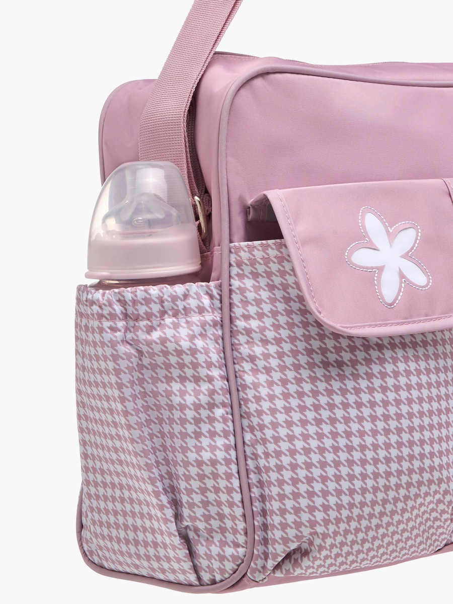 Juniors Checked Diaper Bag with Double Handle and Zip Closure