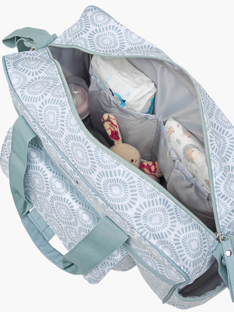 Printed Diaper Bag with Adjustable Strap and Zip Closure