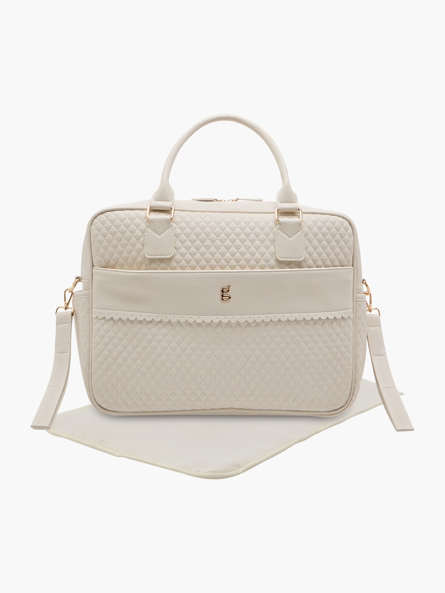Quilted Diaper Bag with Zip Closure and Double Handle