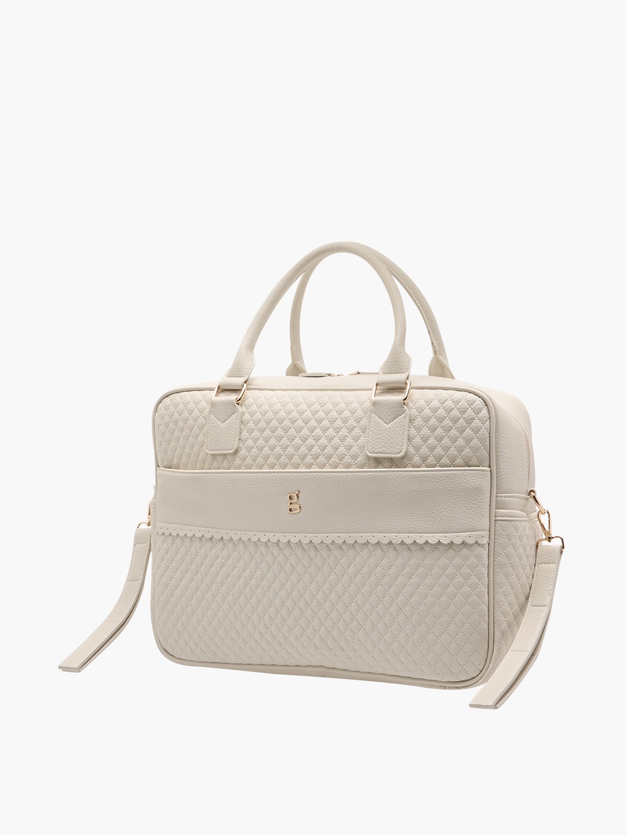 Quilted Diaper Bag with Zip Closure and Double Handle