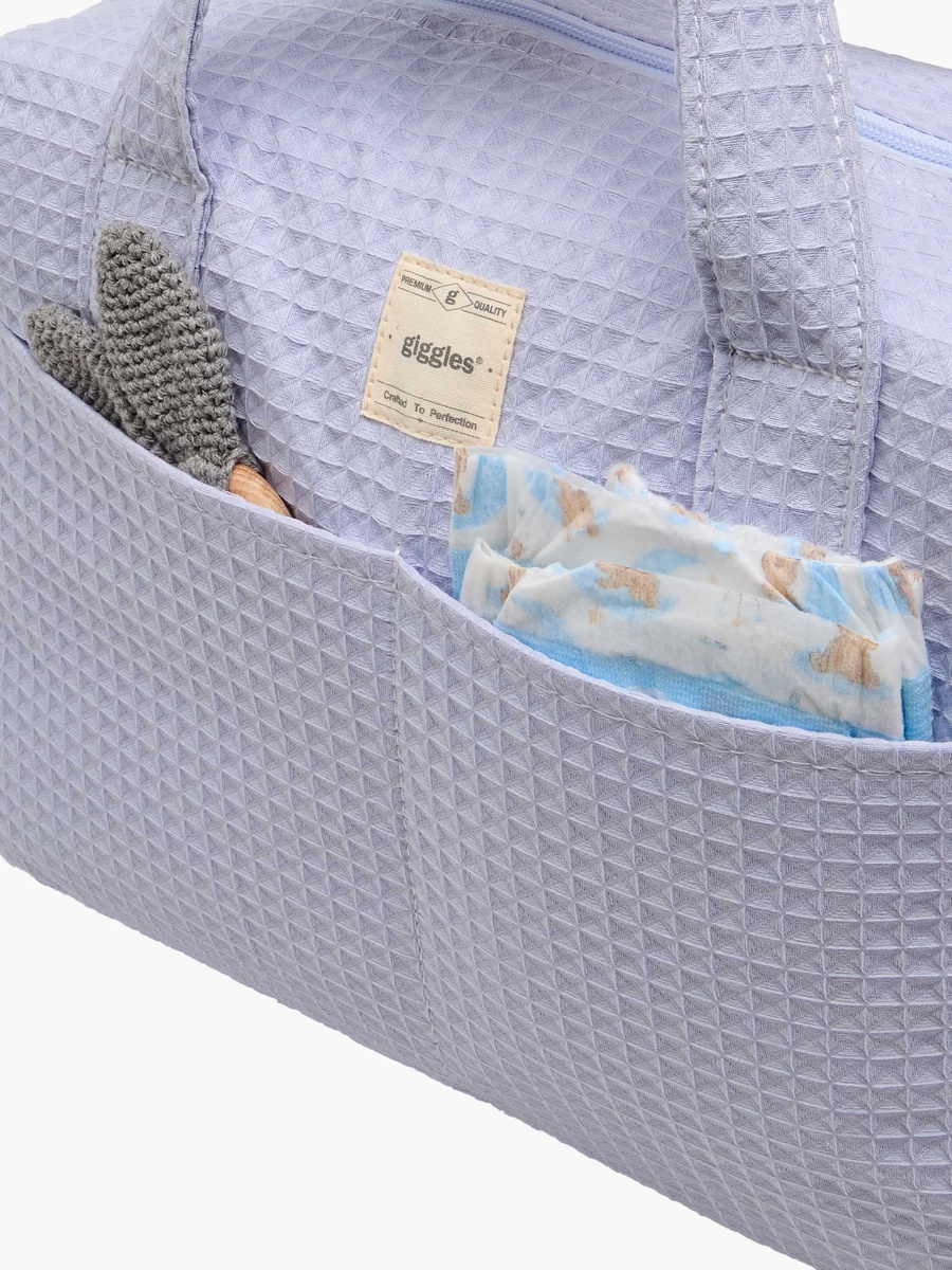 Pique Textured Diaper Bag with Zip Closure