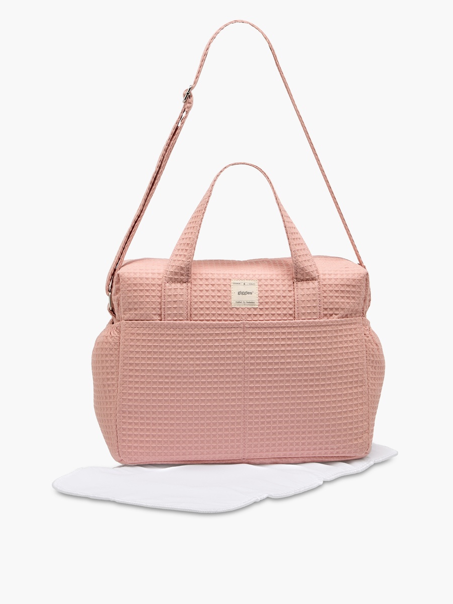 Pique Textured Diaper Bag with Zip Closure