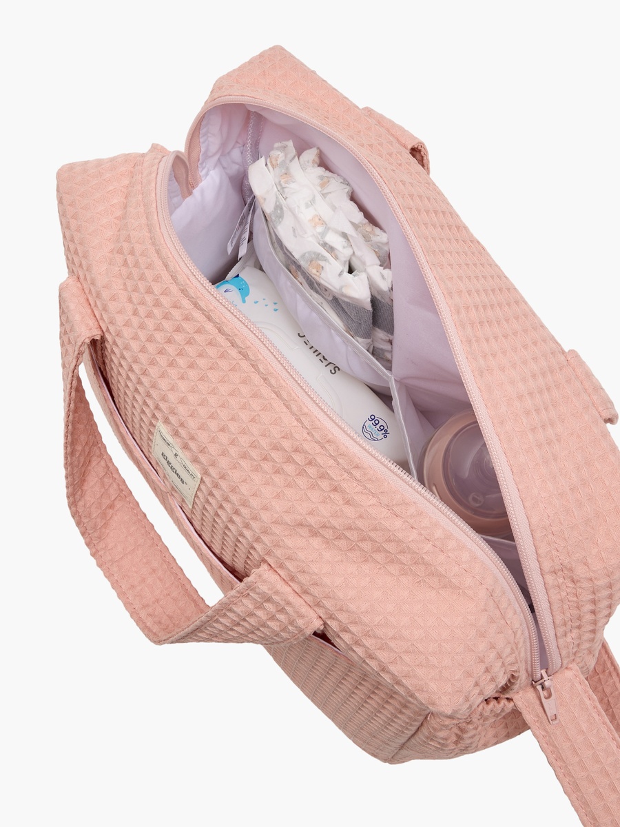 Pique Textured Diaper Bag with Zip Closure